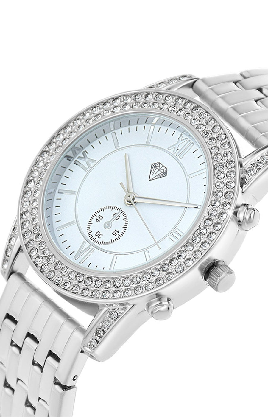 Montre - Laiton argenté & cristaux - 36 mm