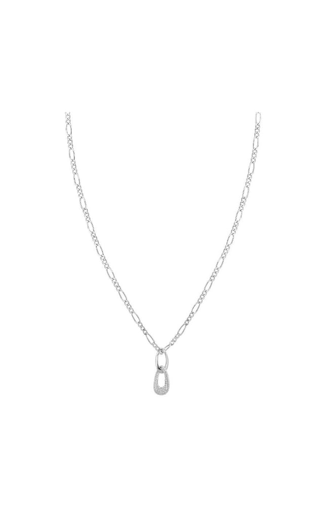 Collier - Laiton & cristaux - Argenté