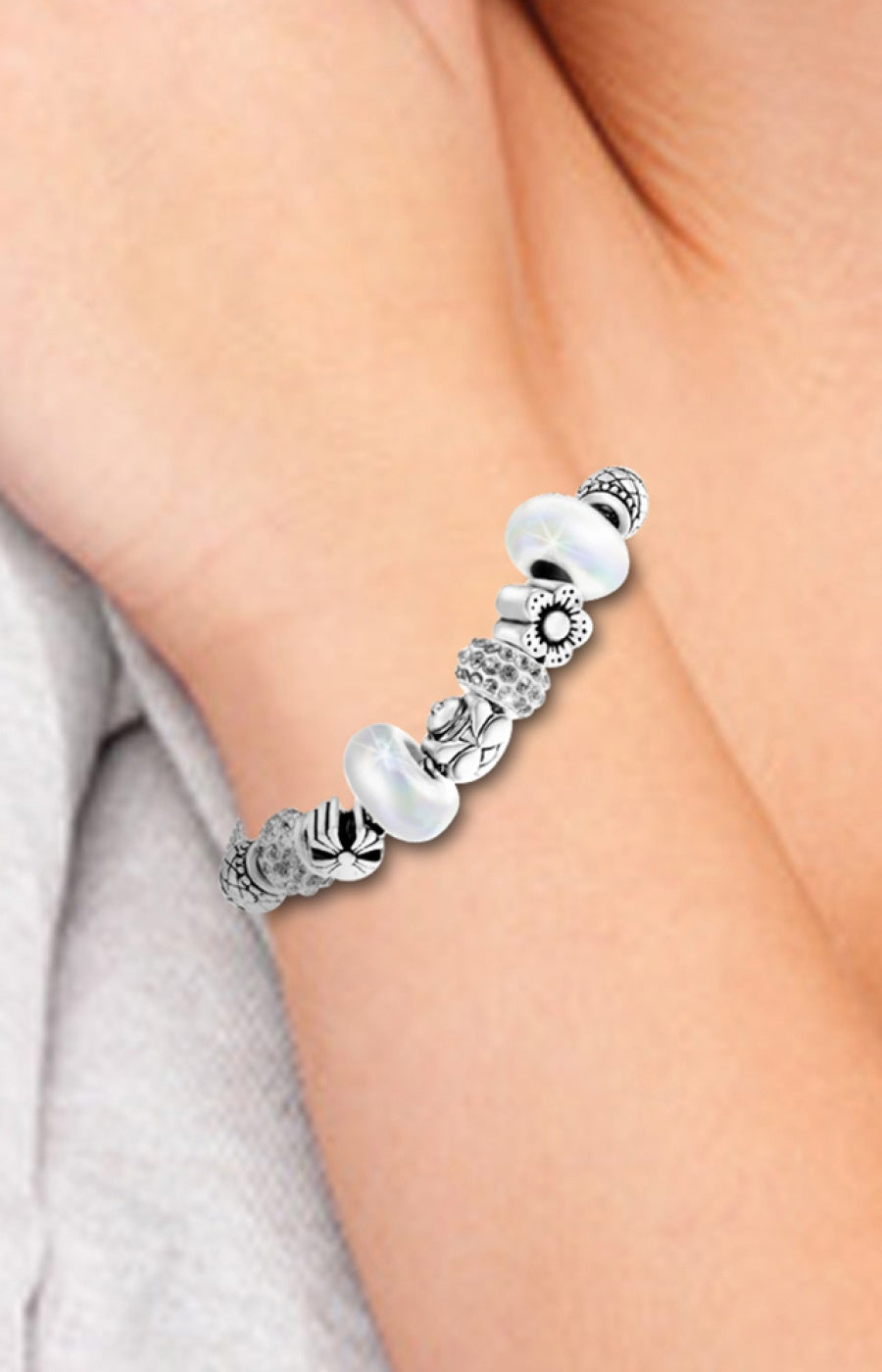 Bracelet - Acier inoxydable & cristaux - Argenté