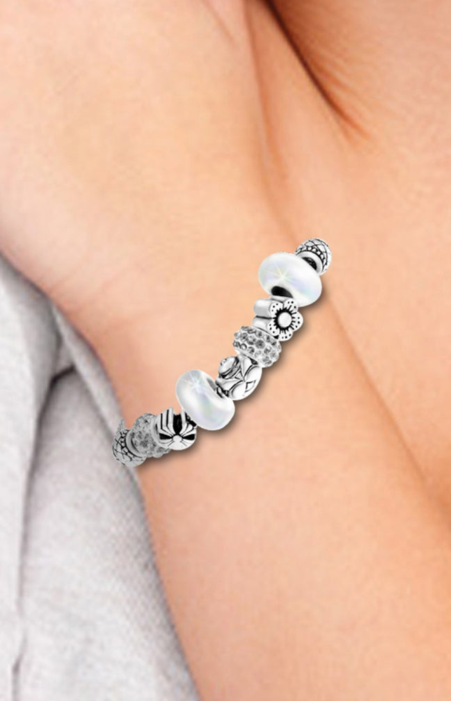 Bracelet - Acier inoxydable & cristaux - Argenté