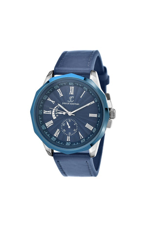 Montre - Laiton & similicuir bleu - Homme - 49 mm
