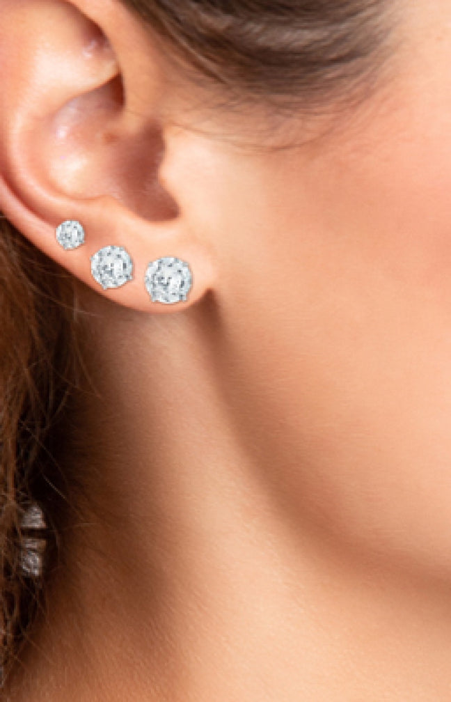 Lot de 3 paires de boucles d'oreilles - Acier inoxydable & zirconium - Argenté