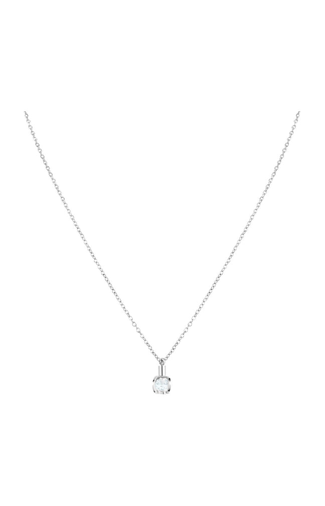 Collier - Acier inoxydable & cristaux - Argenté