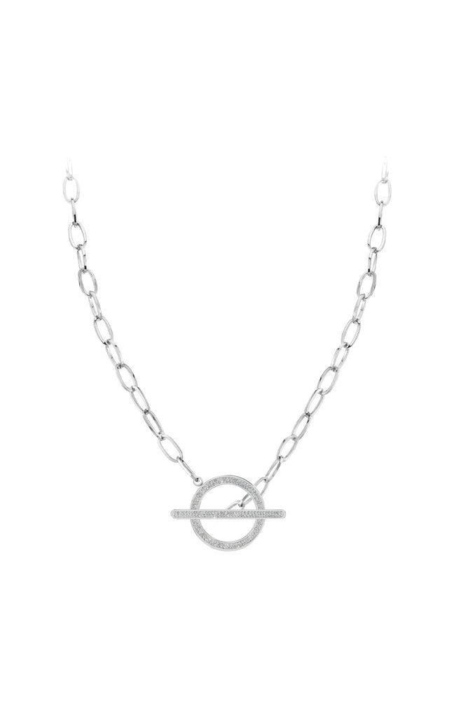 Collier - Acier inoxydable & cristaux - Argenté