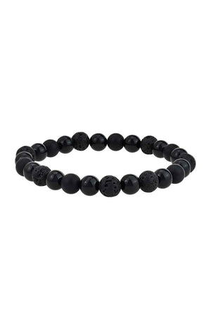 Bracelet - Acier inoxydable, pierre de lave & agate - Homme