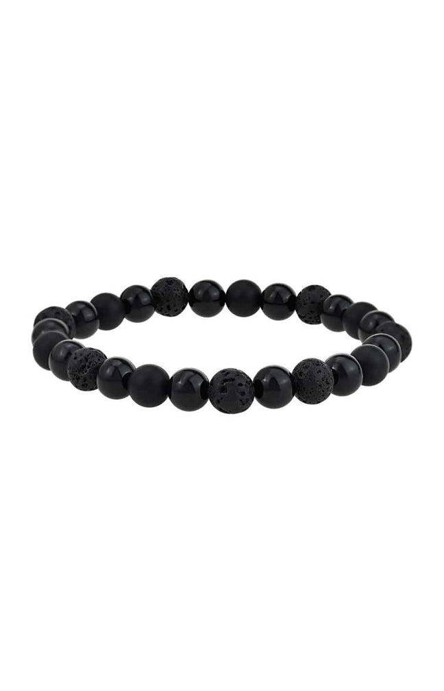 Bracelet - Acier inoxydable, pierre de lave & agate - Homme
