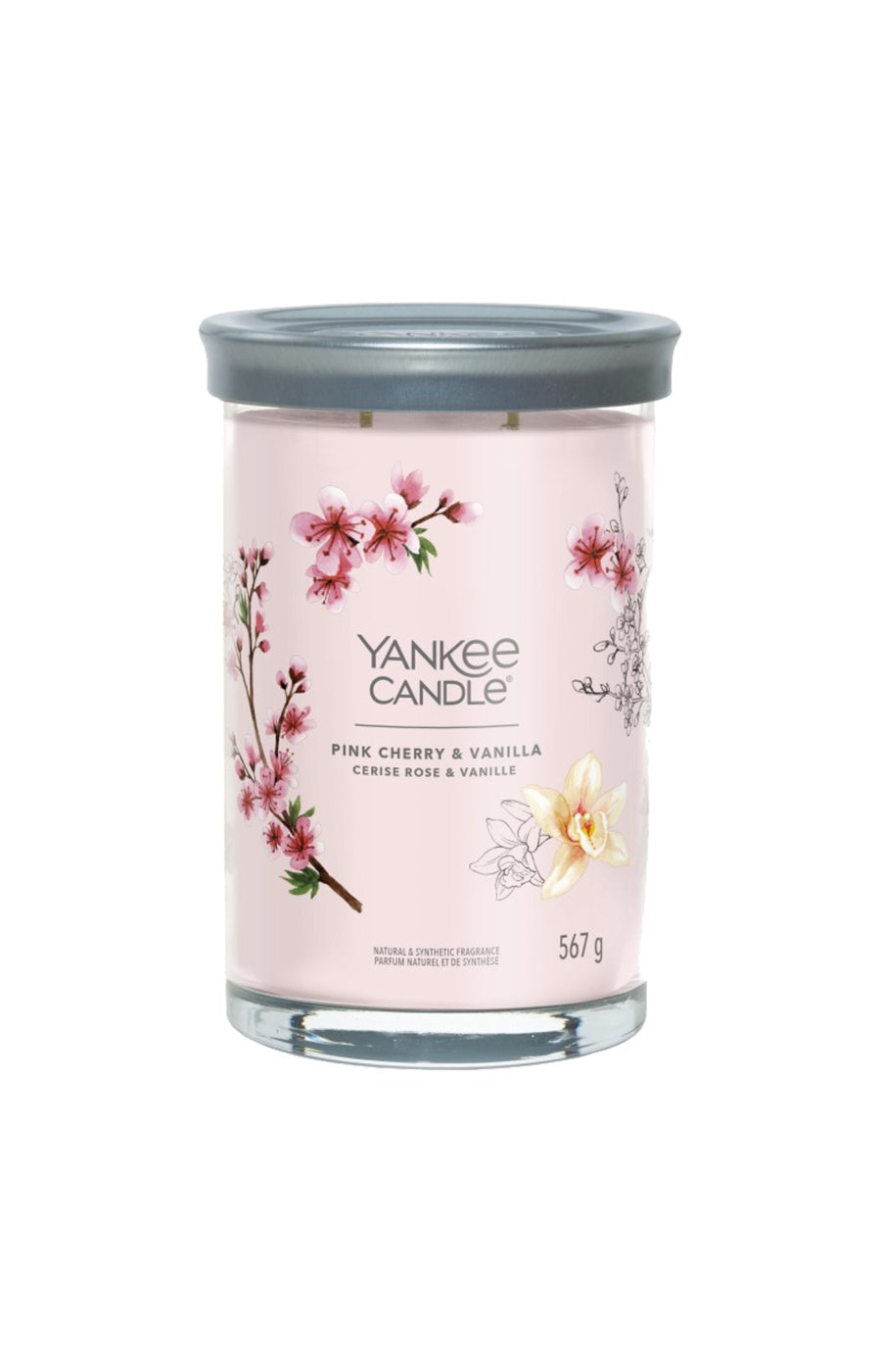 Bougie gobelet - Cerise rose & vanille - Grand modèle - 567 g