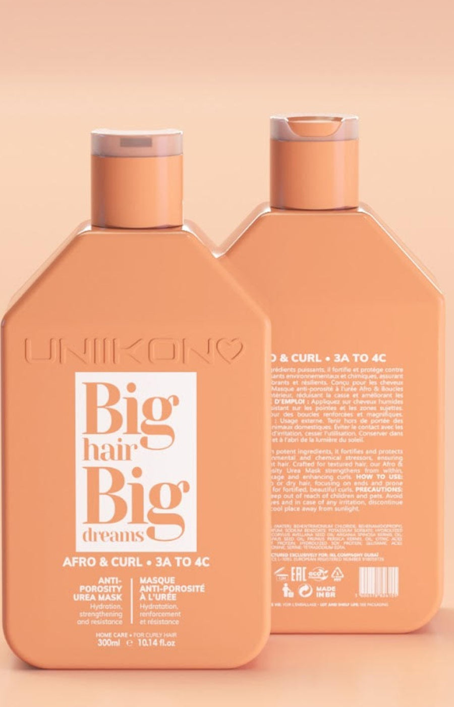 Masque anti-porosité - Afro and Curl 3A to 4C - Cheveux bouclés ou crépus - 300 ml
