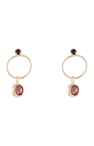 Boucles d'oreille Anneau de Grenat - Or jaune 375/1000& grenat