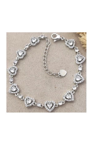Bracelet cœur - Laiton plaqué rhodium & zircon
