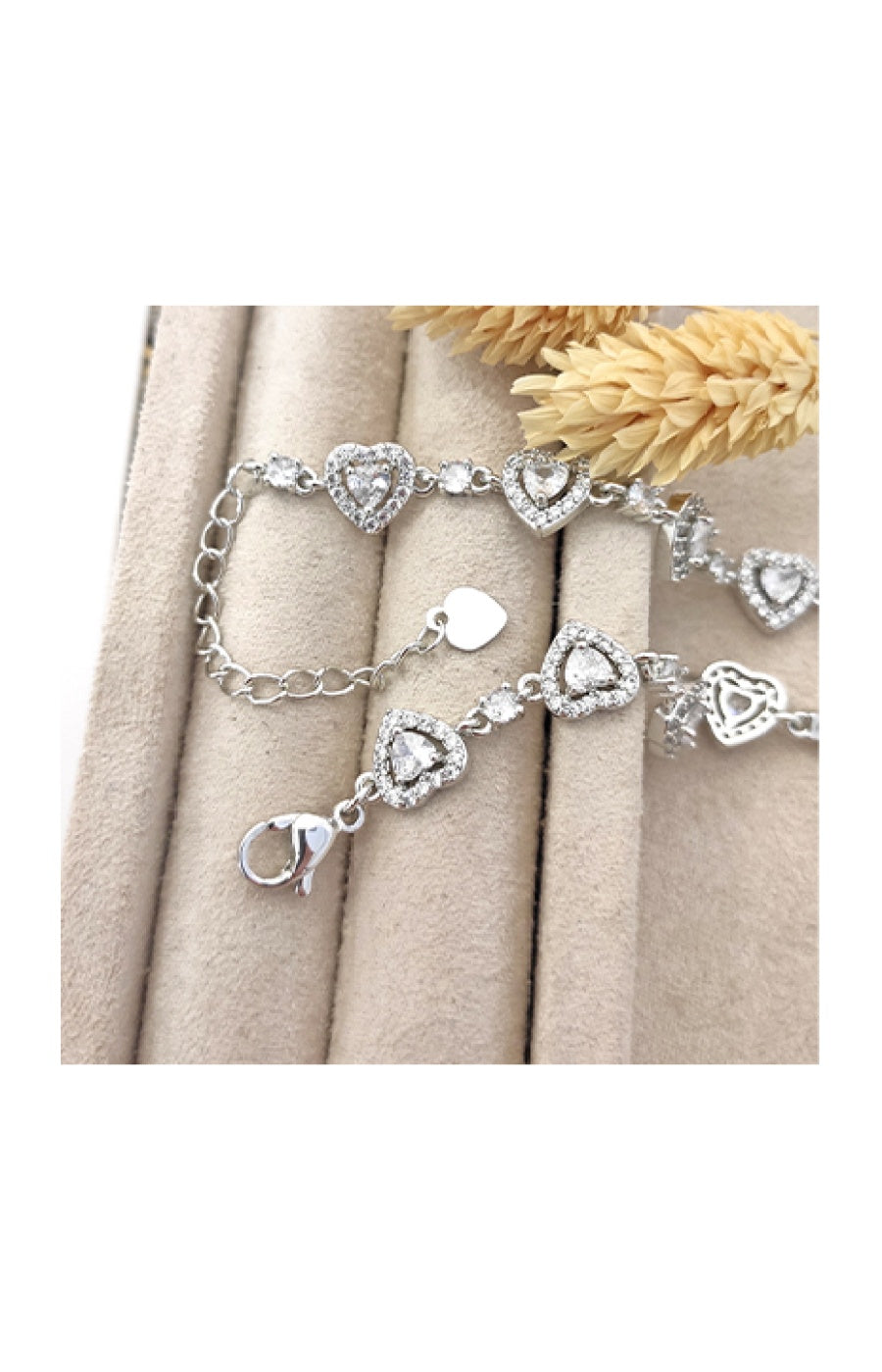 Bracelet cœur - Laiton plaqué rhodium & zircon