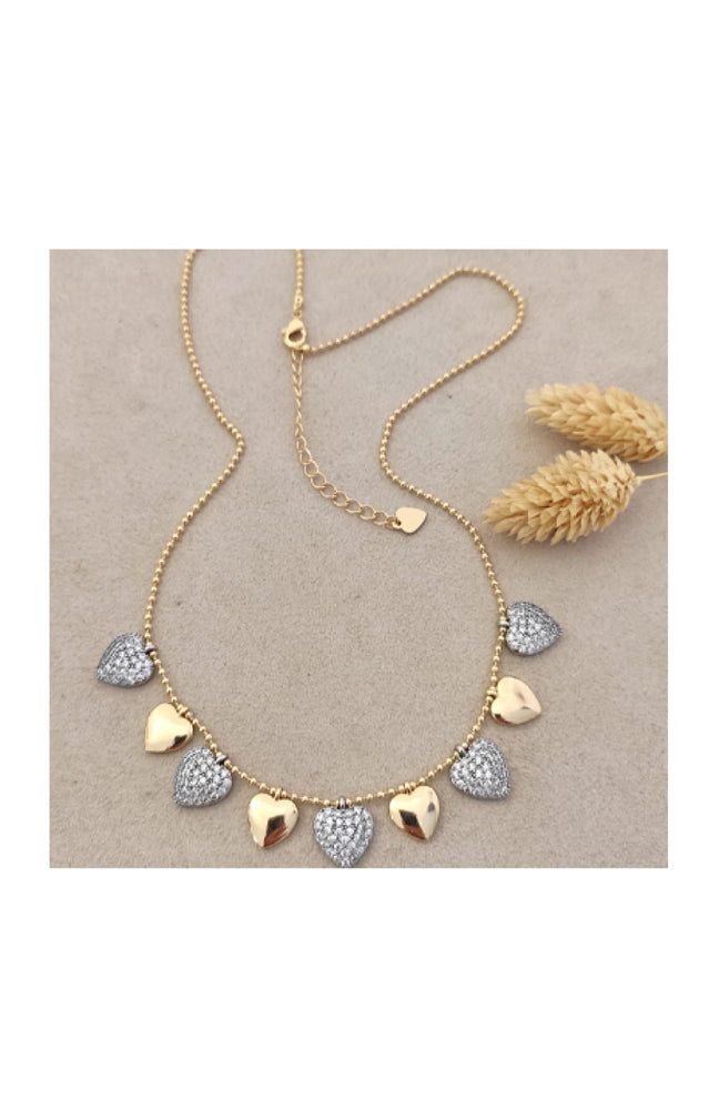Collier cœur - Laiton plaqué or & rhodium