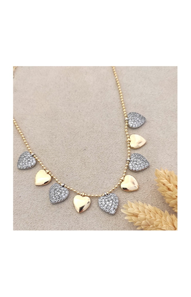 Collier cœur - Laiton plaqué or & rhodium
