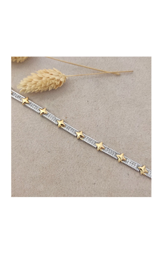 Bracelet - Laiton plaqué or & zircon
