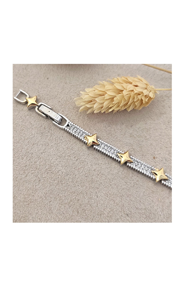 Bracelet - Laiton plaqué or & zircon
