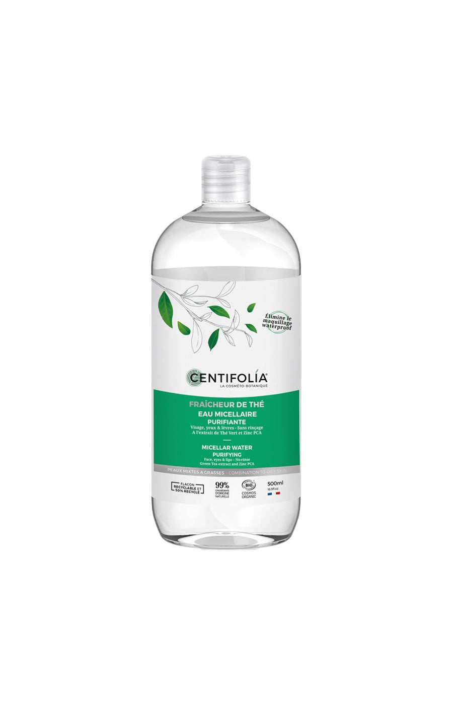 Eau micellaire purifiante bio - Thé vert & zinc - Peaux mixtes à grasses - 500ml