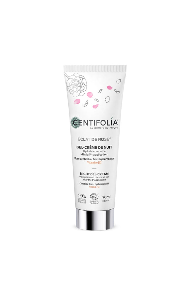 Gel crème de nuit hydratant bio - Rose & acide hyaluronique - Visage
