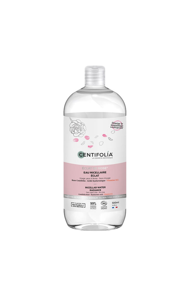 Eau micellaire éclat bio - Rose & acide hyaluronique - Visage - 500 ml