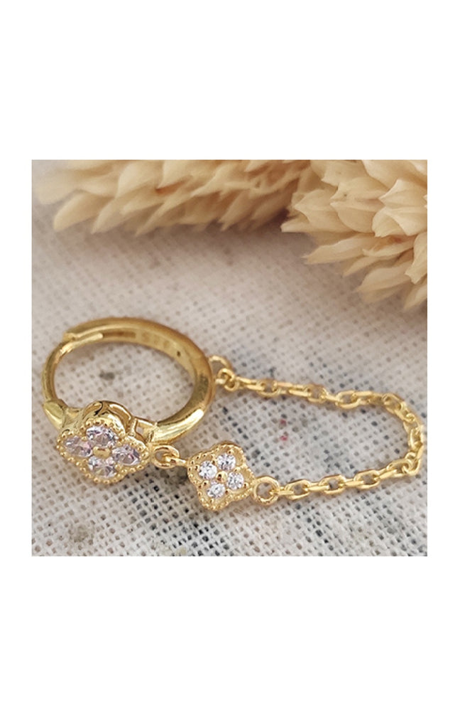 Boucle d'oreille - Argent 925/000 plaqué or & zircon