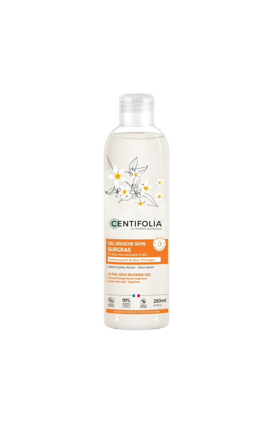 Gel douche surgras bio - Fleur d'oranger - 250 ml