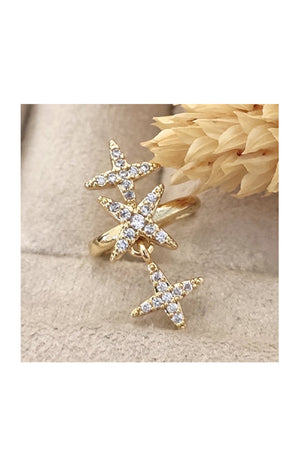 Boucle d'oreille - Laiton plaqué or & zircon