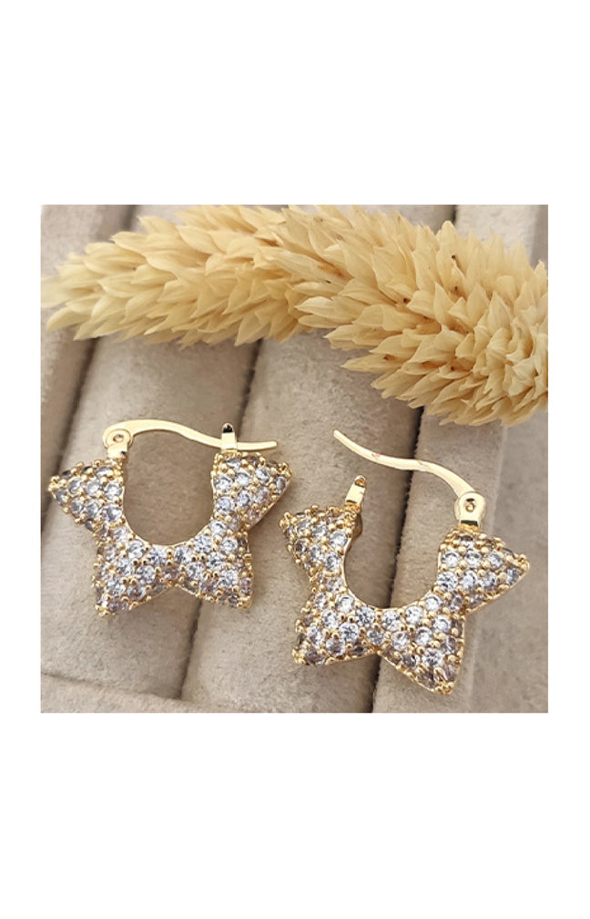 Boucles d'oreilles - Laiton plaqué or & zircon