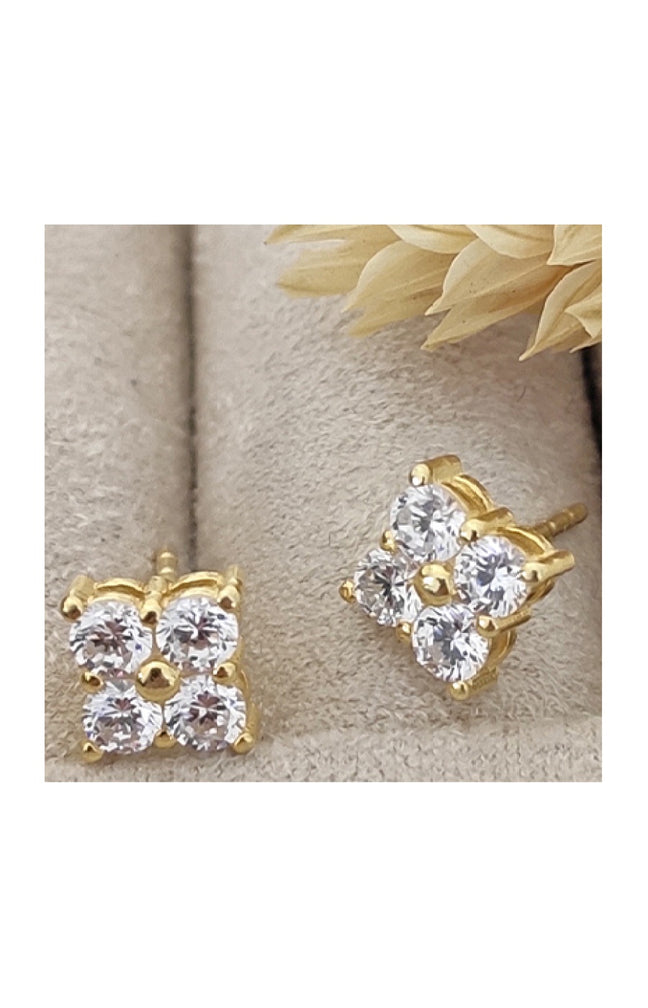 Boucles d'oreilles - Argent 925/000 plaqué or & zircon