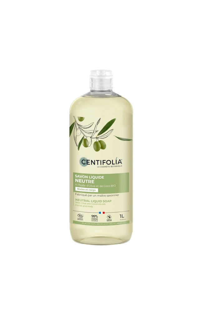 Savon liquide neutre bio - Huile d'olive & coco - Corps & mains - 1 L