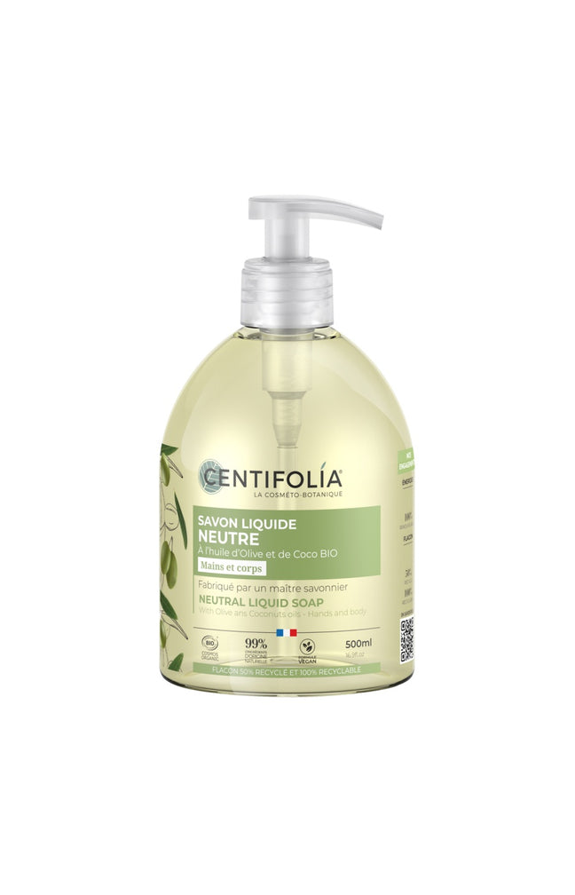 Savon liquide neutre bio - Huile d'olive & coco - Corps & mains - 500 ml