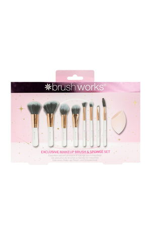 Coffret de pinceaux & éponge blender - Teint & yeux - Blanc - 9 produits
