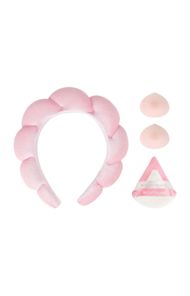 Coffret serre-tête & houppettes - Cheveux & visage - Rose - 5 accessoires