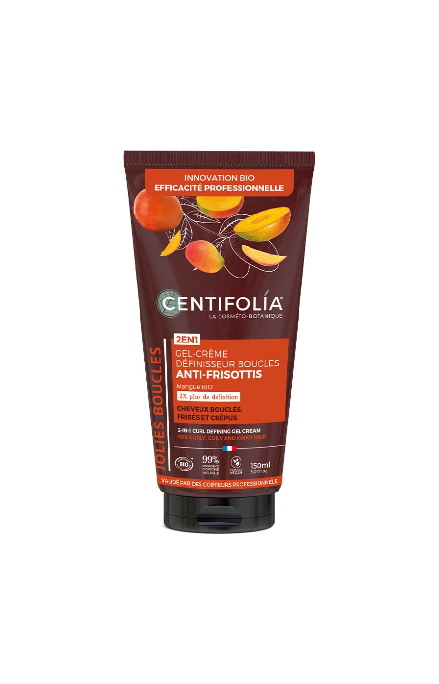 Gel-crème anti-frisottis bio - Mangue - Cheveux bouclés - 150 ml