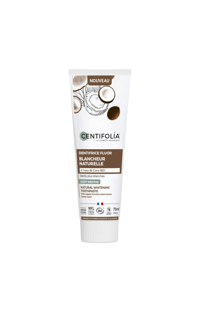 Dentifrice fluor bio - Blancheur naturelle - Eau de coco - 75 ml