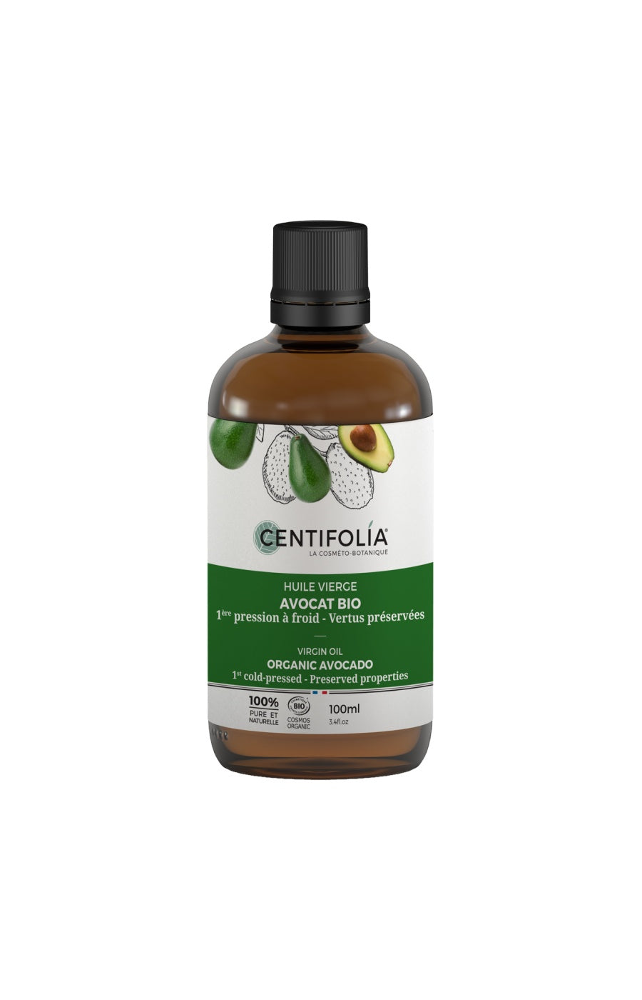 Huile vierge d'avocat bio 100% pure - 100 ml