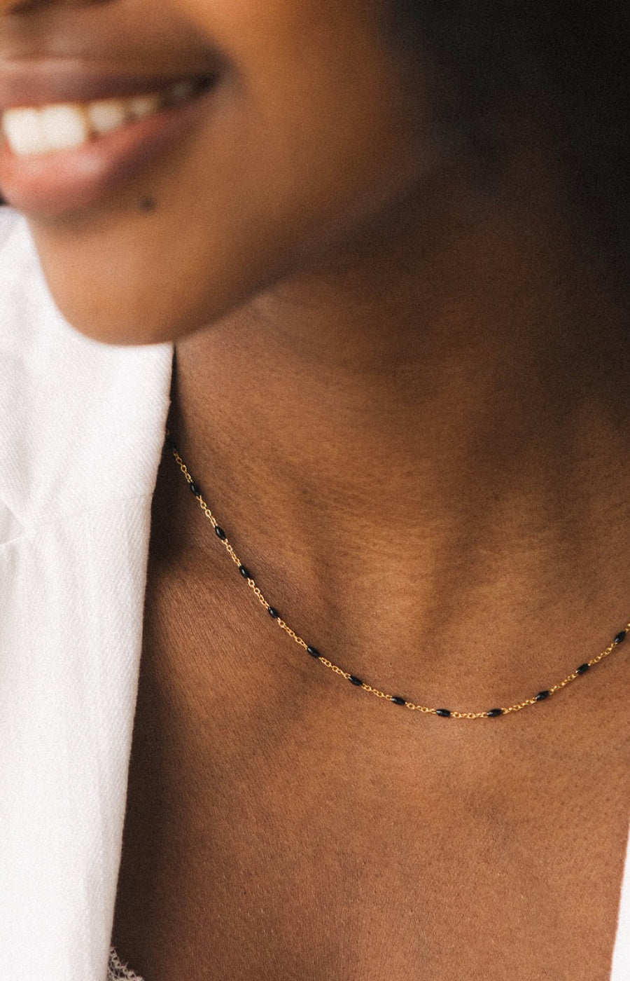 Bougie parfumée - Monoï des îles - Collier acier inoxydable doré & noir - 200 g