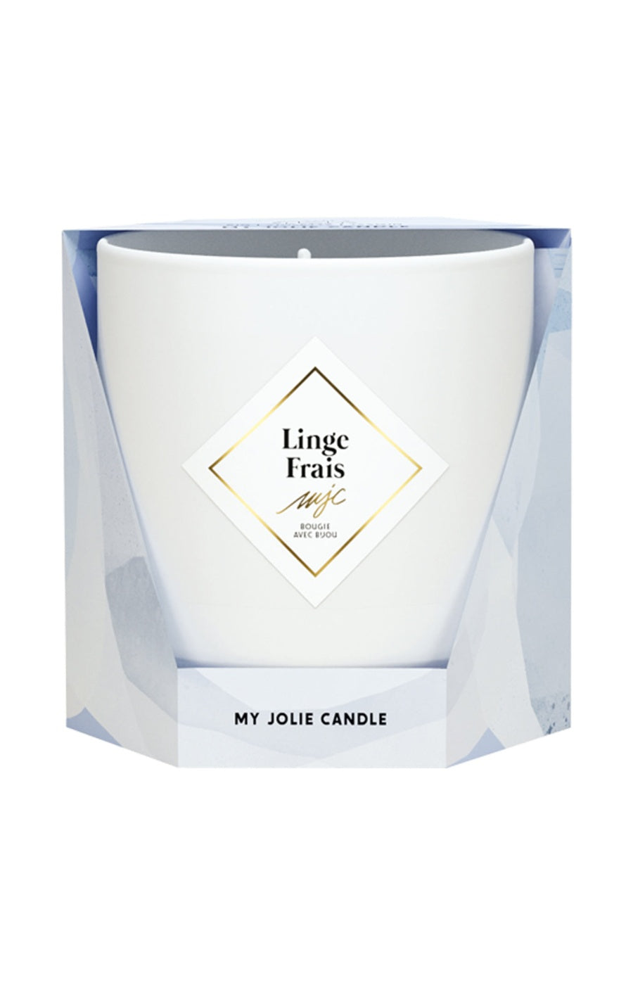 Bougie parfumée - Linge frais - Collier acier inoxydable doré & beige - 200 g