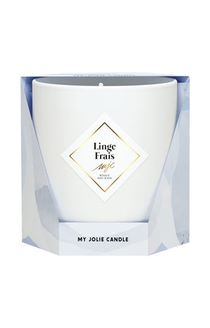 Bougie parfumée - Linge frais - Collier acier inoxydable doré & beige - 200 g