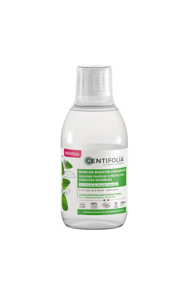 Bain de bouche 2-en-1 à diluer bio - Menthe verte - Gencives sensibles - 250 ml
