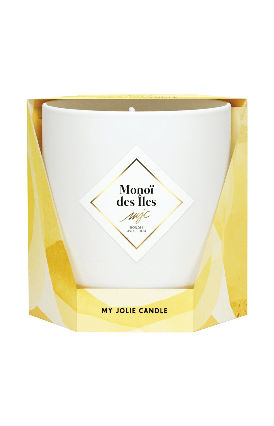 Bougie parfumée - Monoï des îles - Collier acier inoxydable doré & beige - 200 g