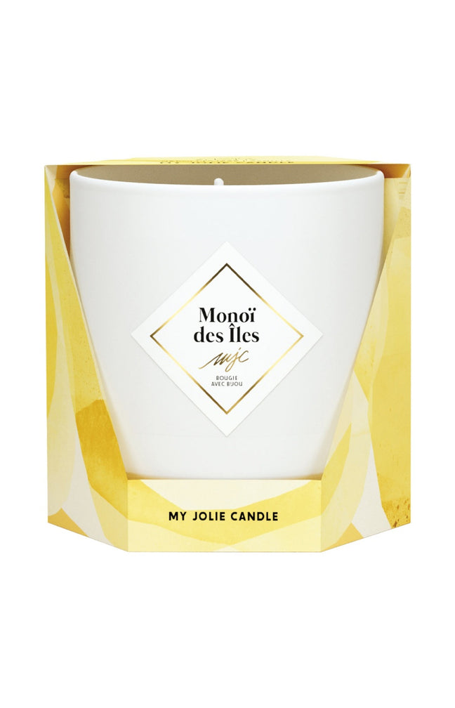Bougie parfumée - Monoï des îles - Collier acier inoxydable doré & beige - 200 g