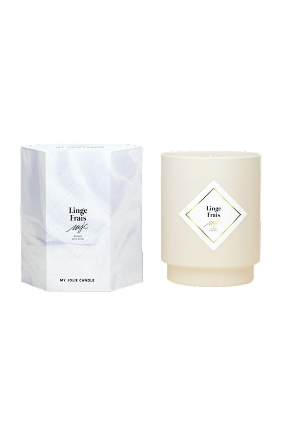 Bougie parfumée - Linge frais - Collier acier inoxydable argenté - 250 g