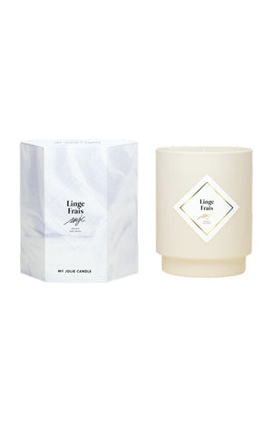 Bougie parfumée - Linge frais - Collier acier inoxydable argenté - 250 g