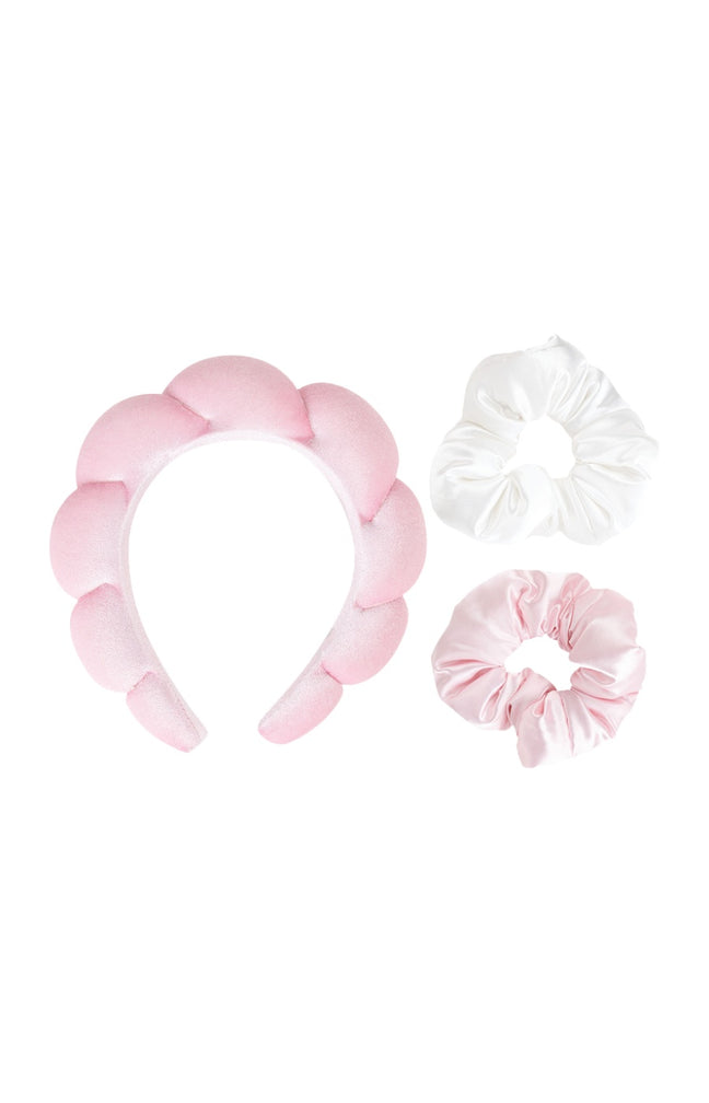 Kit serre tête & chouchous - Rose & blanc - Cheveux