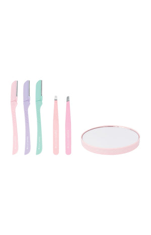 Coffret épilation sourcils - Pinces à épiler, rasoirs & miroir - 6 produits