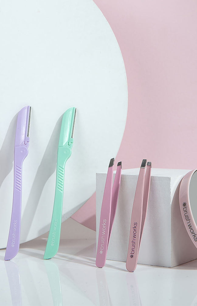 Coffret épilation sourcils - Pinces à épiler, rasoirs & miroir - 6 produits