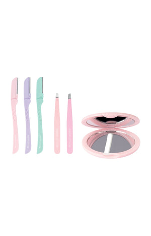 Coffret épilation sourcils - Pinces à épiler, miroir & rasoirs - 6 produits