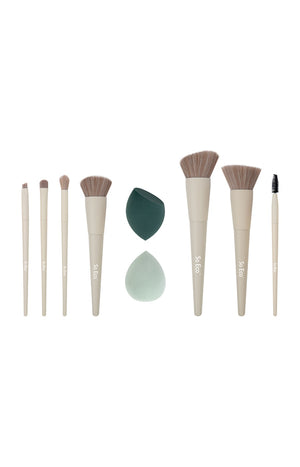 Coffret pinceaux & éponges blender - Teint & yeux - 9 produits