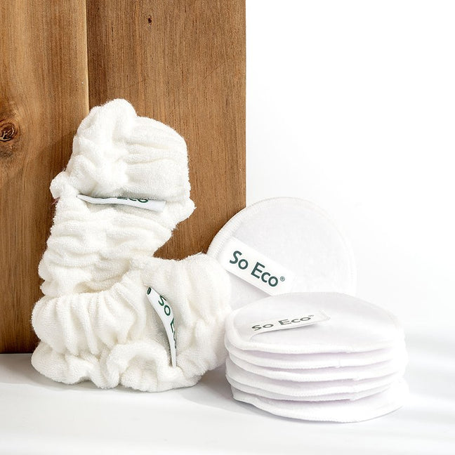 Kit skincare routine - Cotons réutilisables & bracelets microfibres - Visage - 9 produits