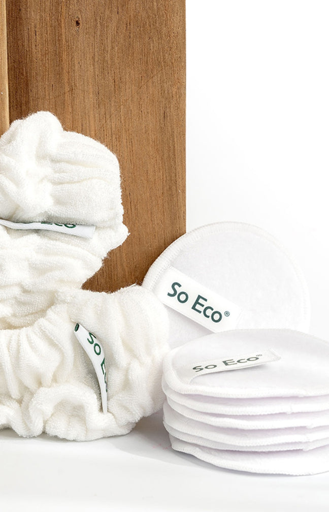 Kit skincare routine - Cotons réutilisables & bracelets microfibres - Visage - 9 produits