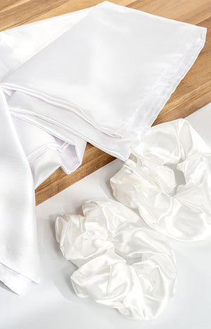 Kit sweet dreams - Taie d'oreiller & chouchous - Satin - 3 produits